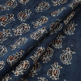 Blue - Hakoba Hand Block Ajrakh Print Natural Dyed Cotton Fabric 107