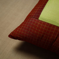 Brown - Patchwork Cotton Kanchipuram Cushion Cover (16 x 16 in) 35