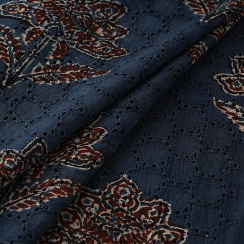 Hakoba Hand Block Ajrakh Print Natural Dyed Cotton Fabric 106
