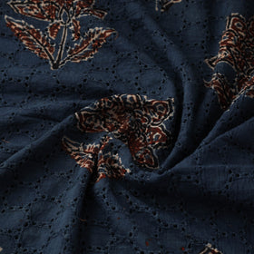 Blue - Hakoba Hand Block Ajrakh Print Natural Dyed Cotton Fabric 106