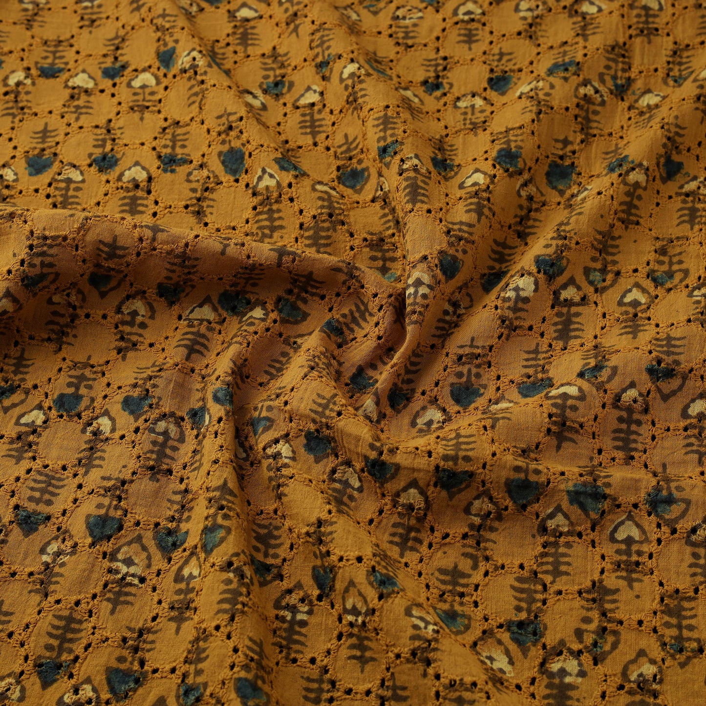 Ajrakh Hand Block Print Natural Dyed Cotton Hakoba Fabric 25