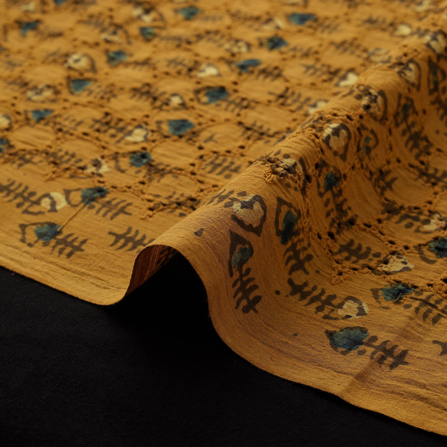 Ajrakh Hand Block Print Natural Dyed Cotton Hakoba Fabric 25