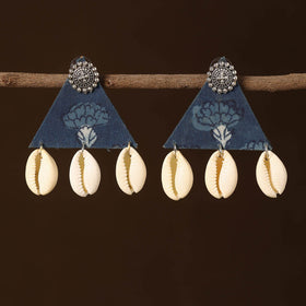 Blue - chhavi fabart shell work earrings - handcrafted