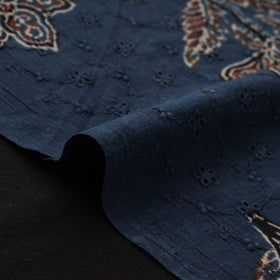 Blue - Hakoba Hand Block Ajrakh Print Natural Dyed Cotton Fabric 105