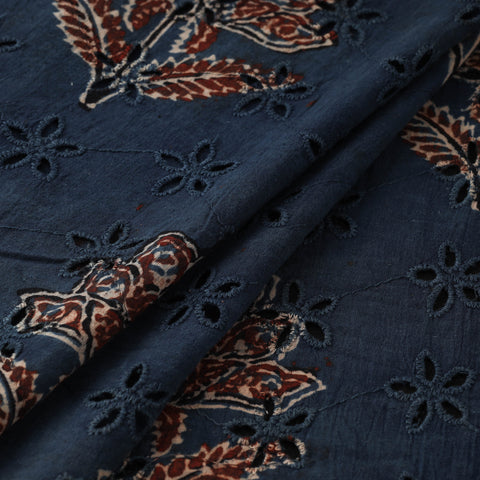 Hakoba Hand Block Ajrakh Print Natural Dyed Cotton Fabric 104