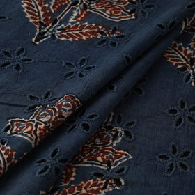 Blue - Hakoba Hand Block Ajrakh Print Natural Dyed Cotton Fabric 104
