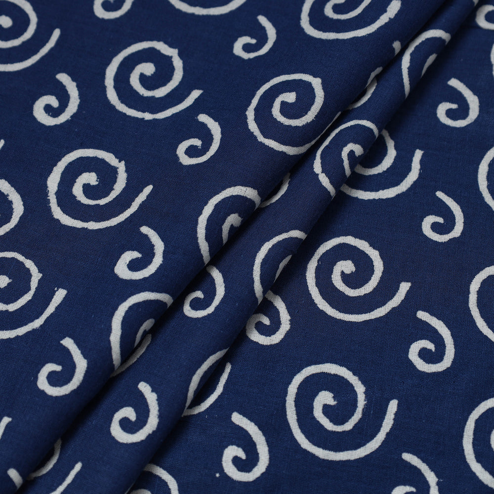 Blue - Indigo Bagru Block Print Cotton Fabric 03