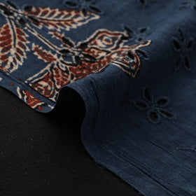 Blue - Hakoba Hand Block Ajrakh Print Natural Dyed Cotton Fabric 104