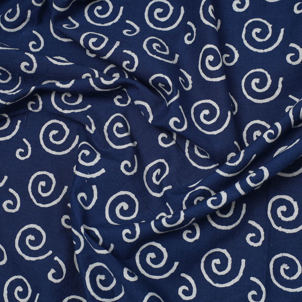 Blue - Indigo Bagru Block Print Cotton Fabric 03