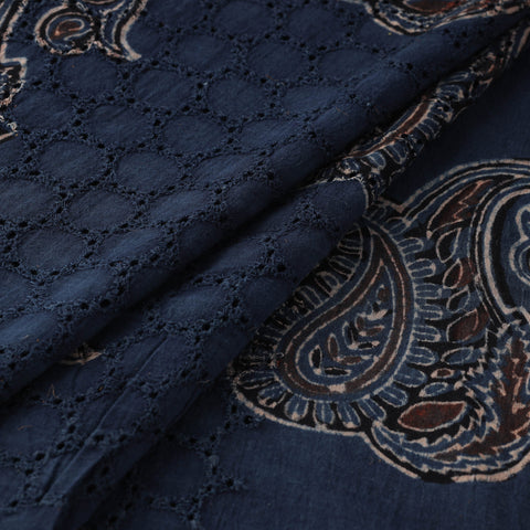 Hakoba Hand Block Ajrakh Print Natural Dyed Cotton Fabric 103