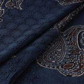 Blue - Hakoba Hand Block Ajrakh Print Natural Dyed Cotton Fabric 103