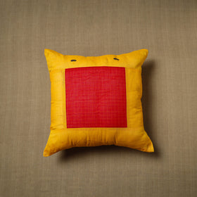 Yellow - patchwork cotton kanchipuram cushion cover (16 x