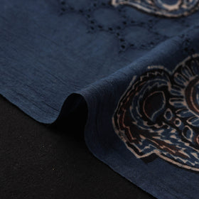 Blue - Hakoba Hand Block Ajrakh Print Natural Dyed Cotton Fabric 103