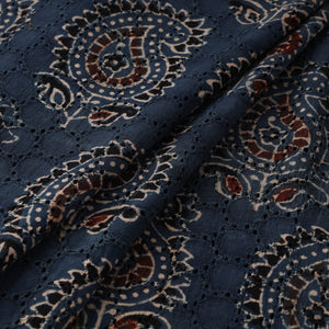 Blue - Hakoba Hand Block Ajrakh Print Natural Dyed Cotton Fabric 102