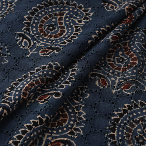 Hakoba Hand Block Ajrakh Print Natural Dyed Cotton Fabric 102