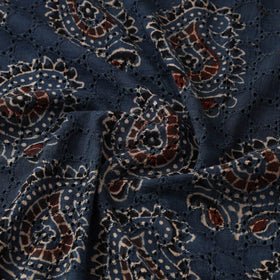 Blue - Hakoba Hand Block Ajrakh Print Natural Dyed Cotton Fabric 102