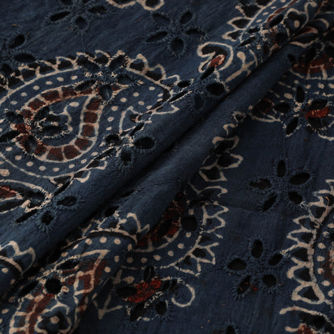 Hakoba Hand Block Ajrakh Print Natural Dyed Cotton Fabric 101