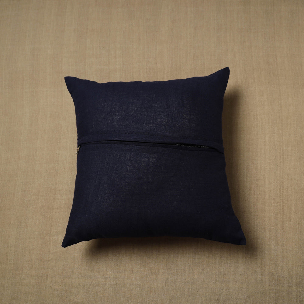 Blue - Patchwork Cotton Kanchipuram Cushion Cover (16 x 16 in) 40