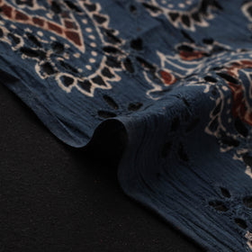 Blue - Hakoba Hand Block Ajrakh Print Natural Dyed Cotton Fabric 101