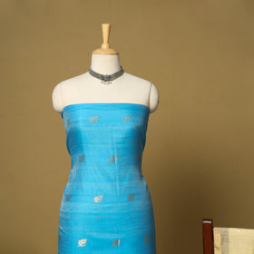Blue - 2pc handloom zari buta unstitched chanderi silk