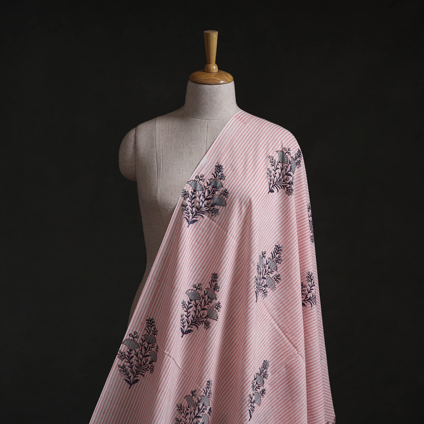 Pink - Mughal Butta Sanganeri Block Print Pure Cotton Fabric 24