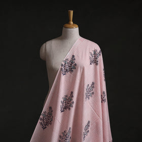 Pink - Mughal Butta Sanganeri Block Print Pure Cotton Fabric 24