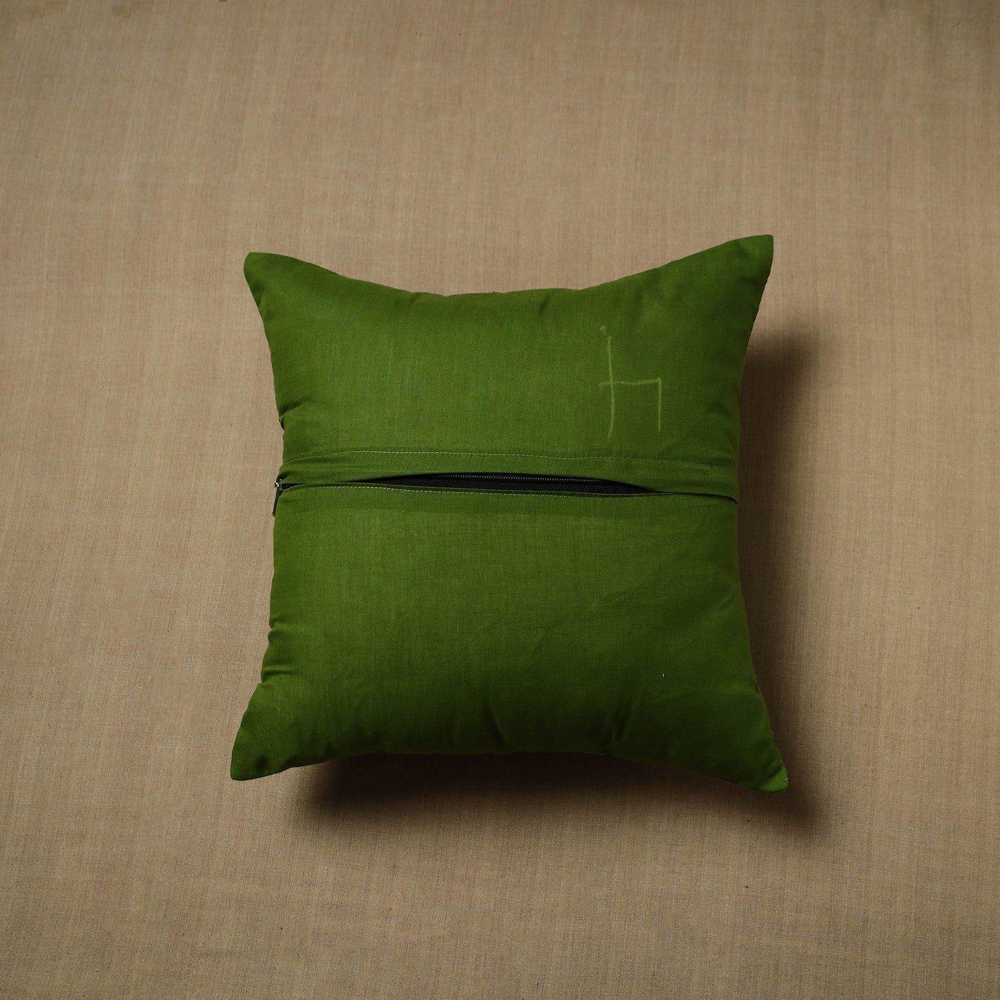 Green - Patchwork Cotton Kanchipuram Cushion Cover (16 x 16 in) 41