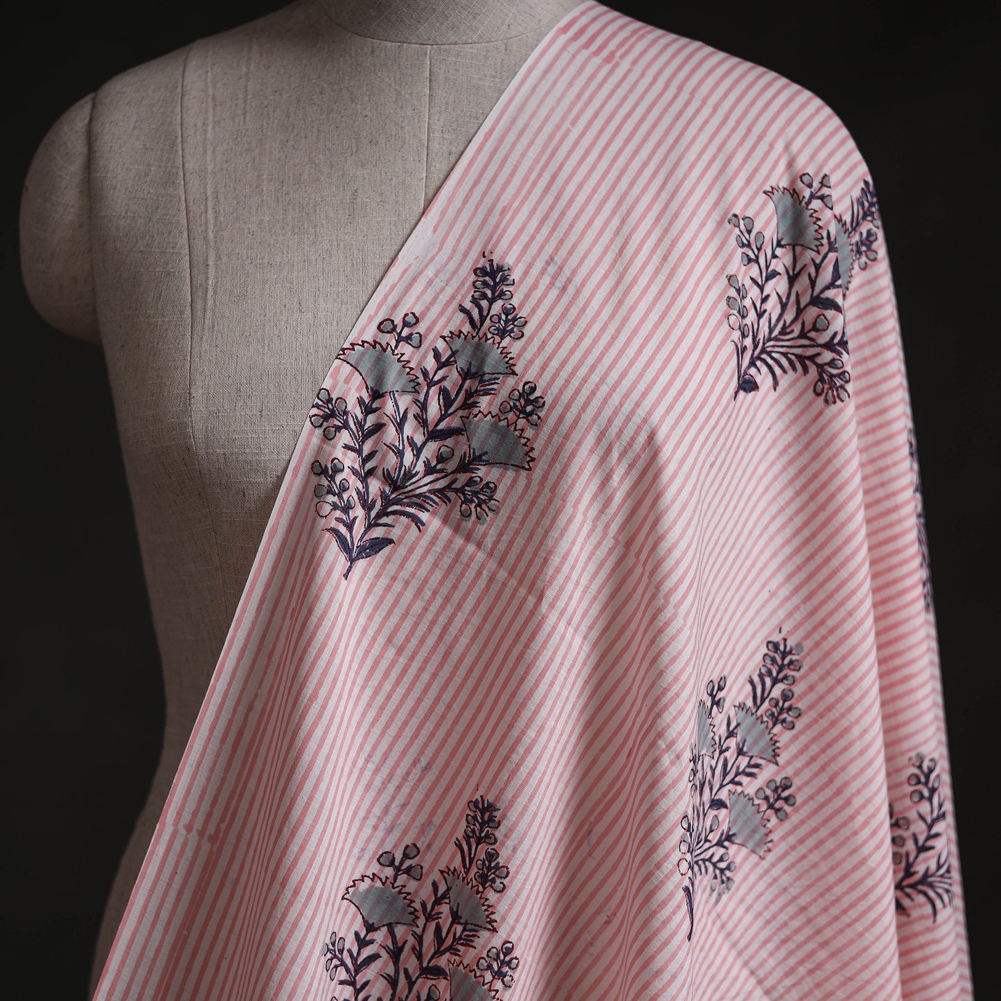 Pink - Mughal Butta Sanganeri Block Print Pure Cotton Fabric 24