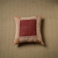 Brown - patchwork cotton kanchipuram cushion cover (16 x 16
