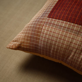 Brown - patchwork cotton kanchipuram cushion cover (16 x 16