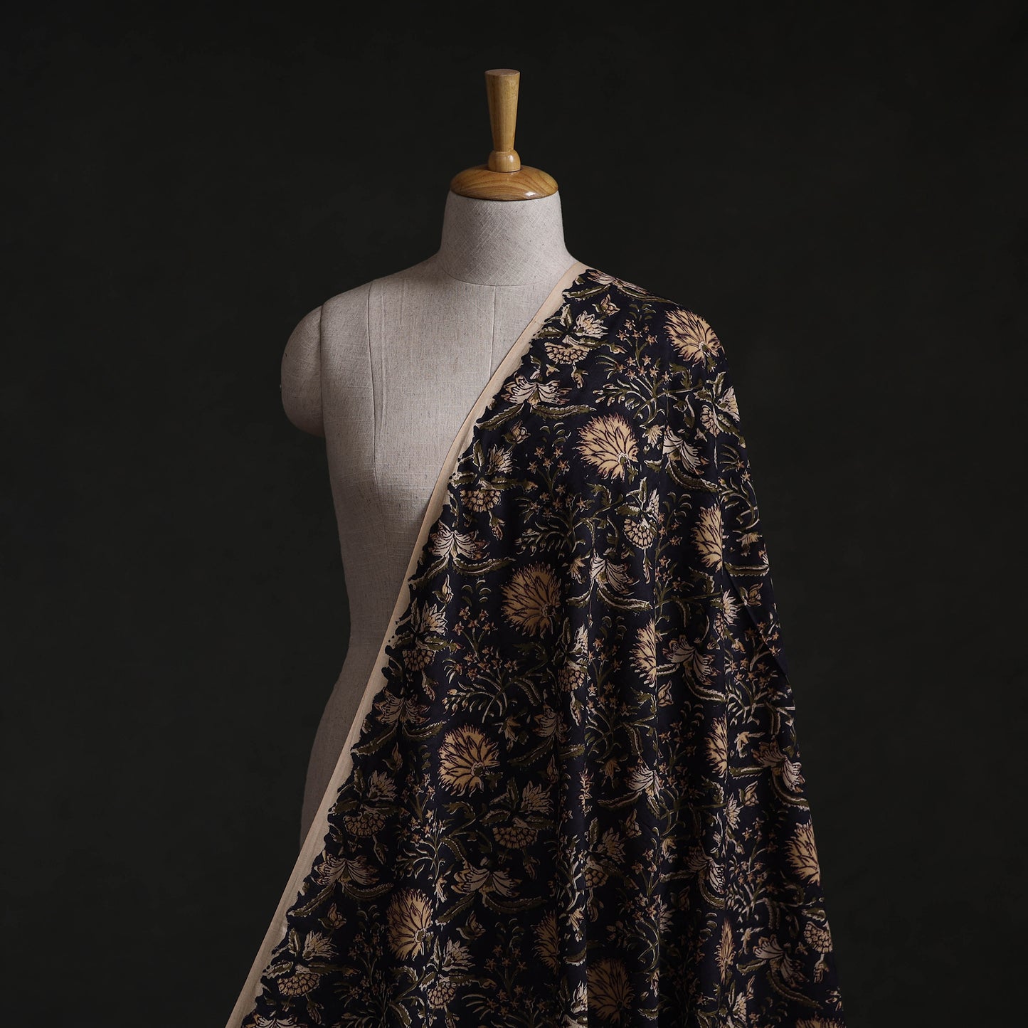 Black - Sanganeri Block Print Pure Cotton Fabric 26