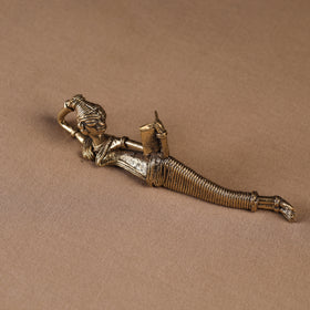 Side Sleeping Lady with Book Tribal Odisha Dokra Handmade Home Decor Item 14