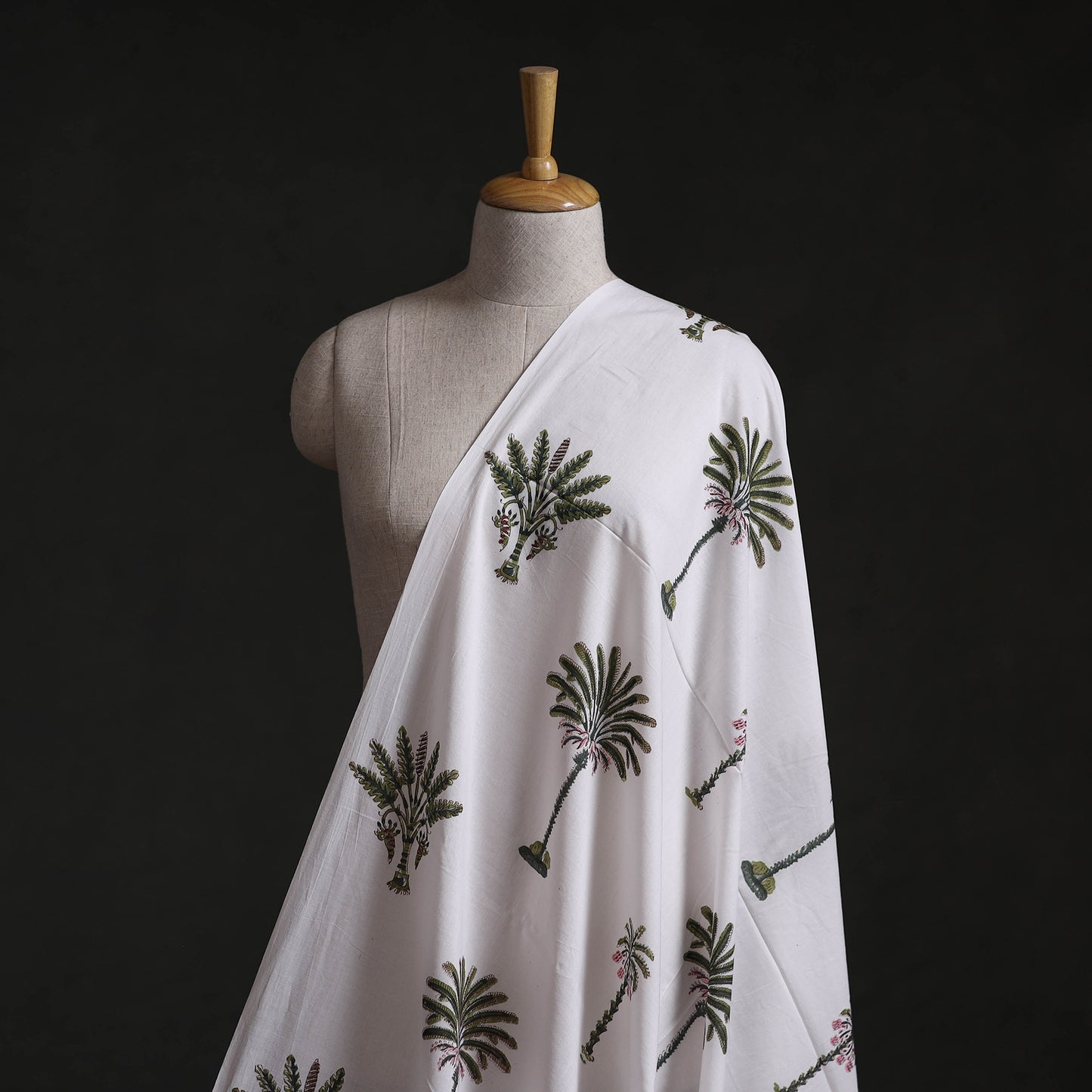 White - Mughal Butta Sanganeri Block Print Pure Cotton Fabric 25