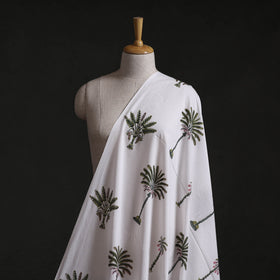 White - Mughal Butta Sanganeri Block Print Pure Cotton Fabric 25