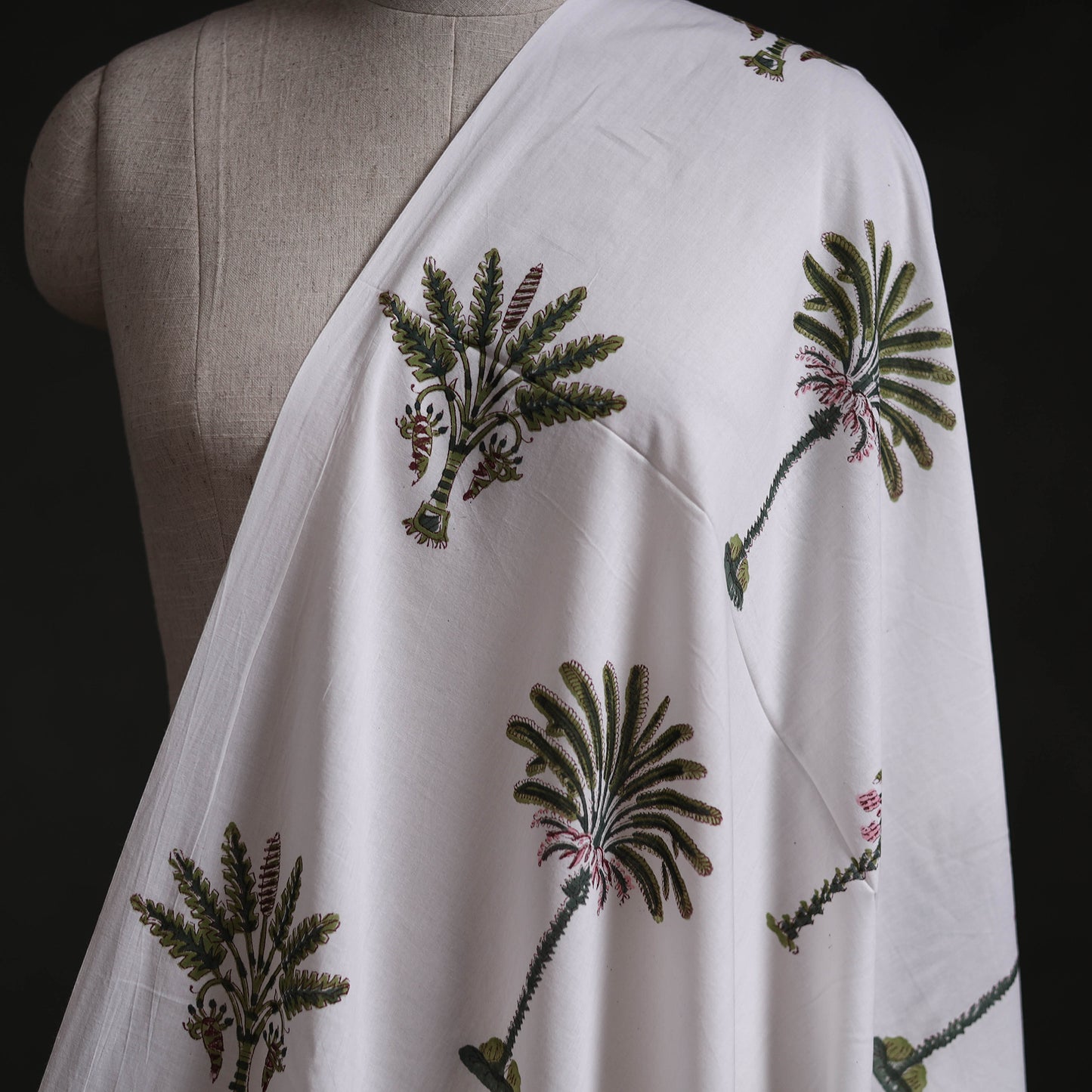 White - Mughal Butta Sanganeri Block Print Pure Cotton Fabric 25