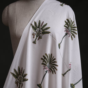 White - Mughal Butta Sanganeri Block Print Pure Cotton Fabric 25