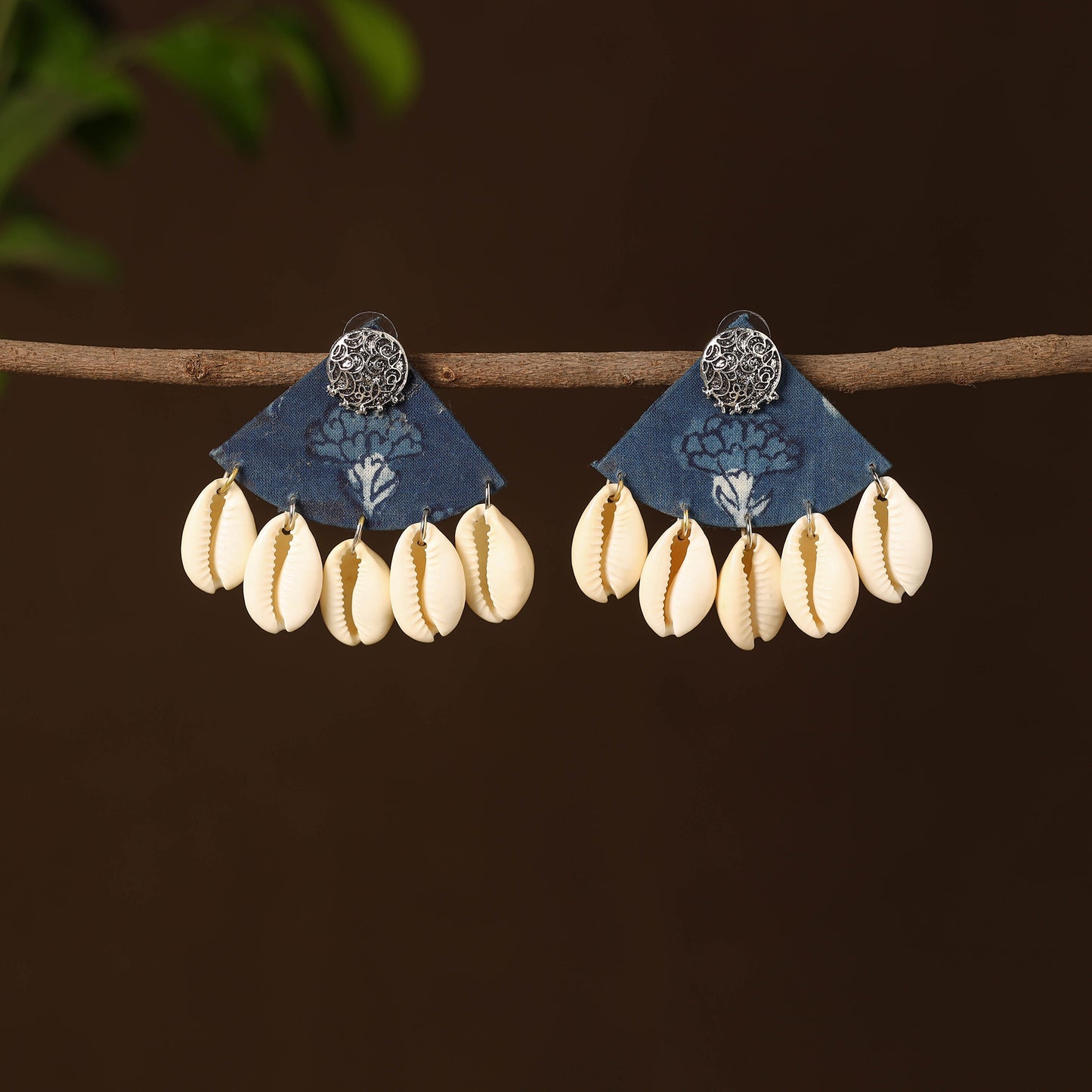 Diya Fabart Shell Work Earrings