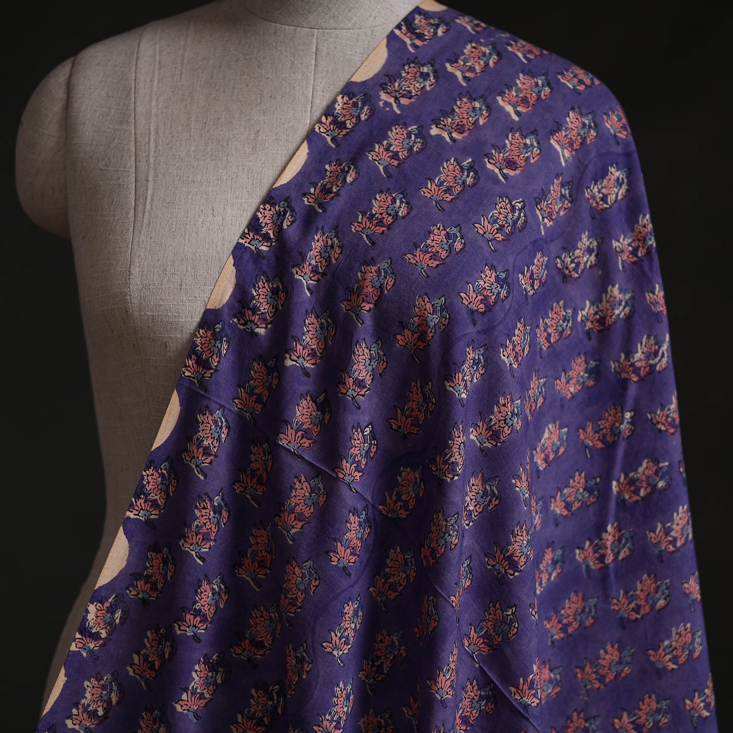 Purple - Sanganeri Block Print Pure Cotton Fabric 23
