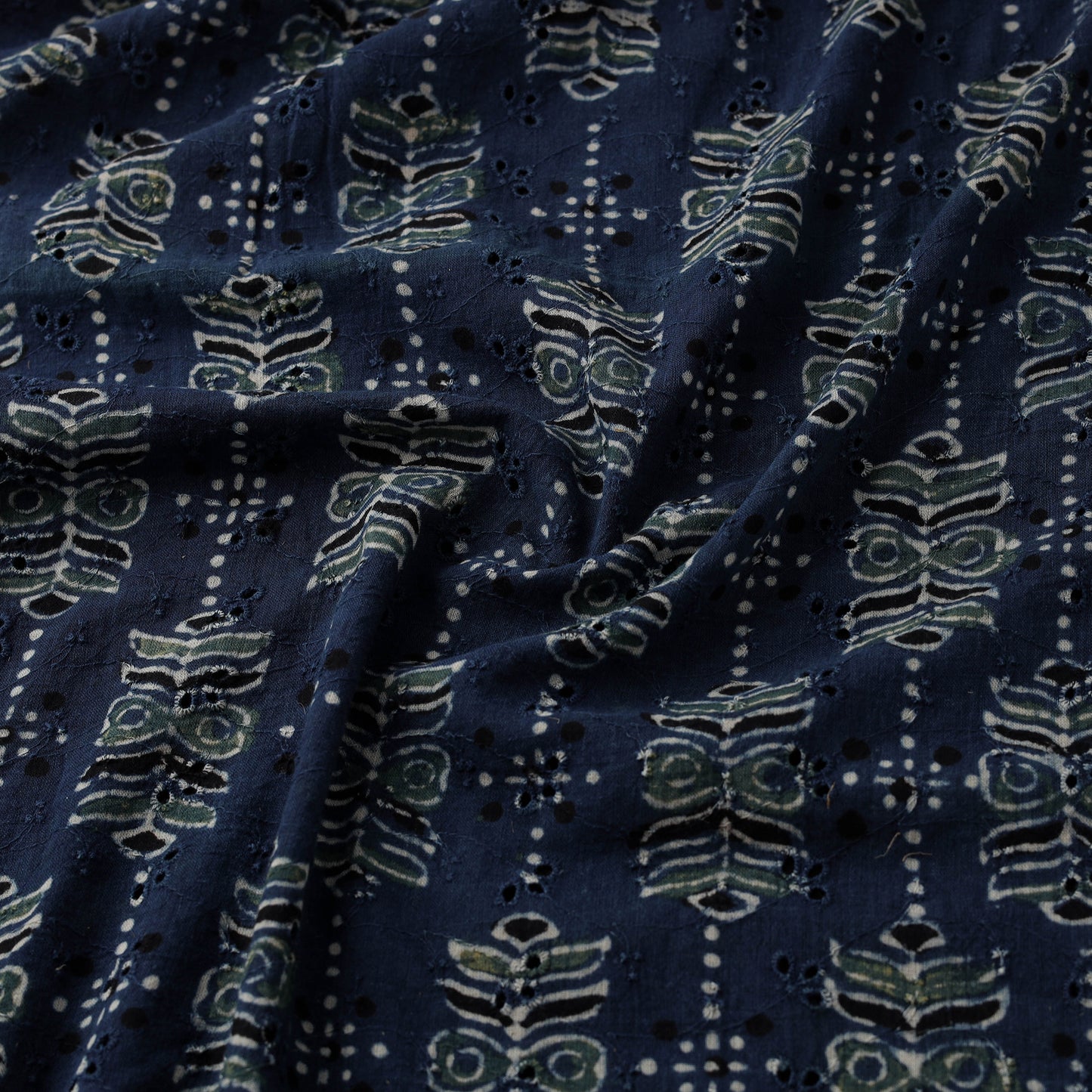 Ajrakh Hand Block Print Natural Dyed Cotton Hakoba Fabric 15