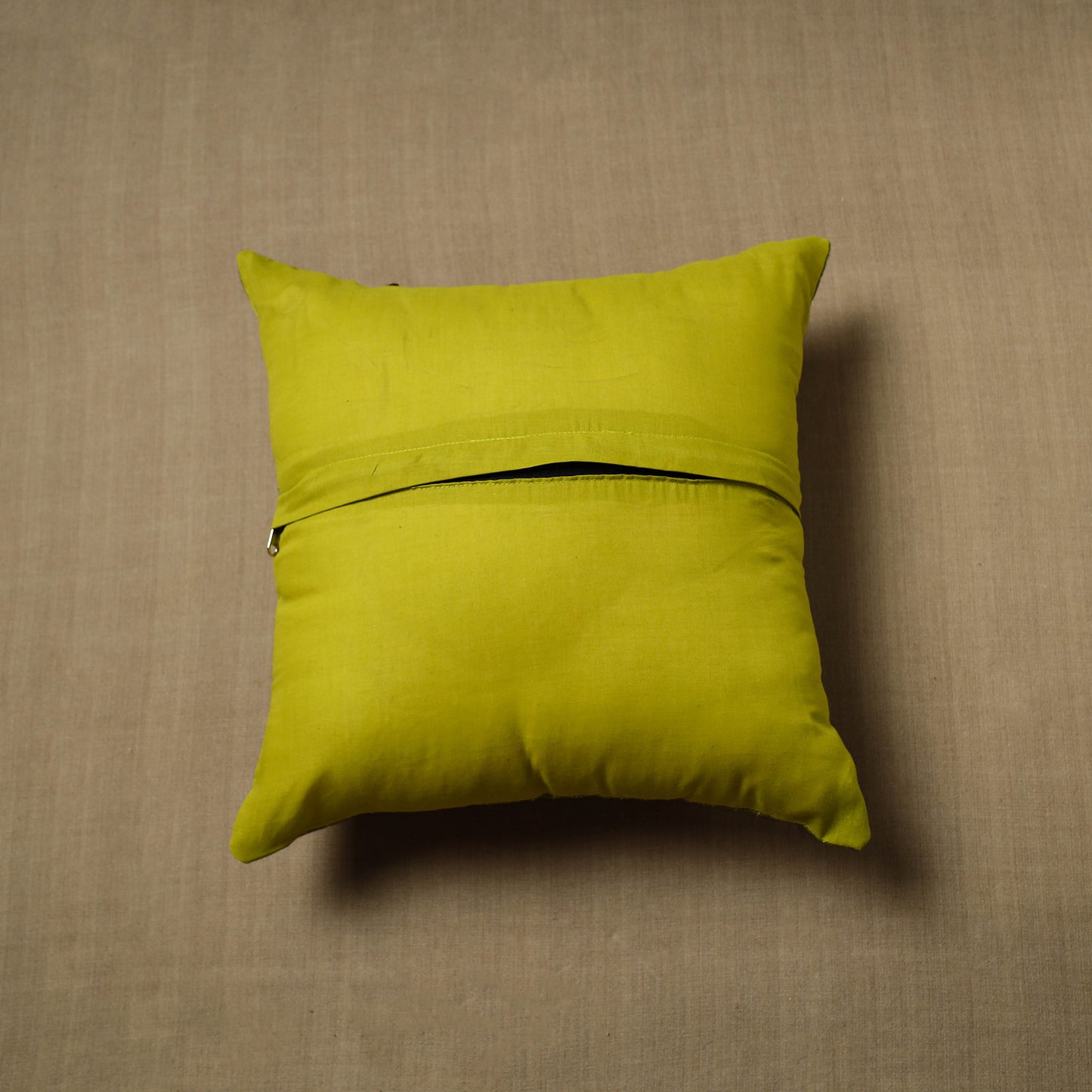 Green - Patchwork Cotton Kanchipuram Cushion Cover (16 x 16 in) 44