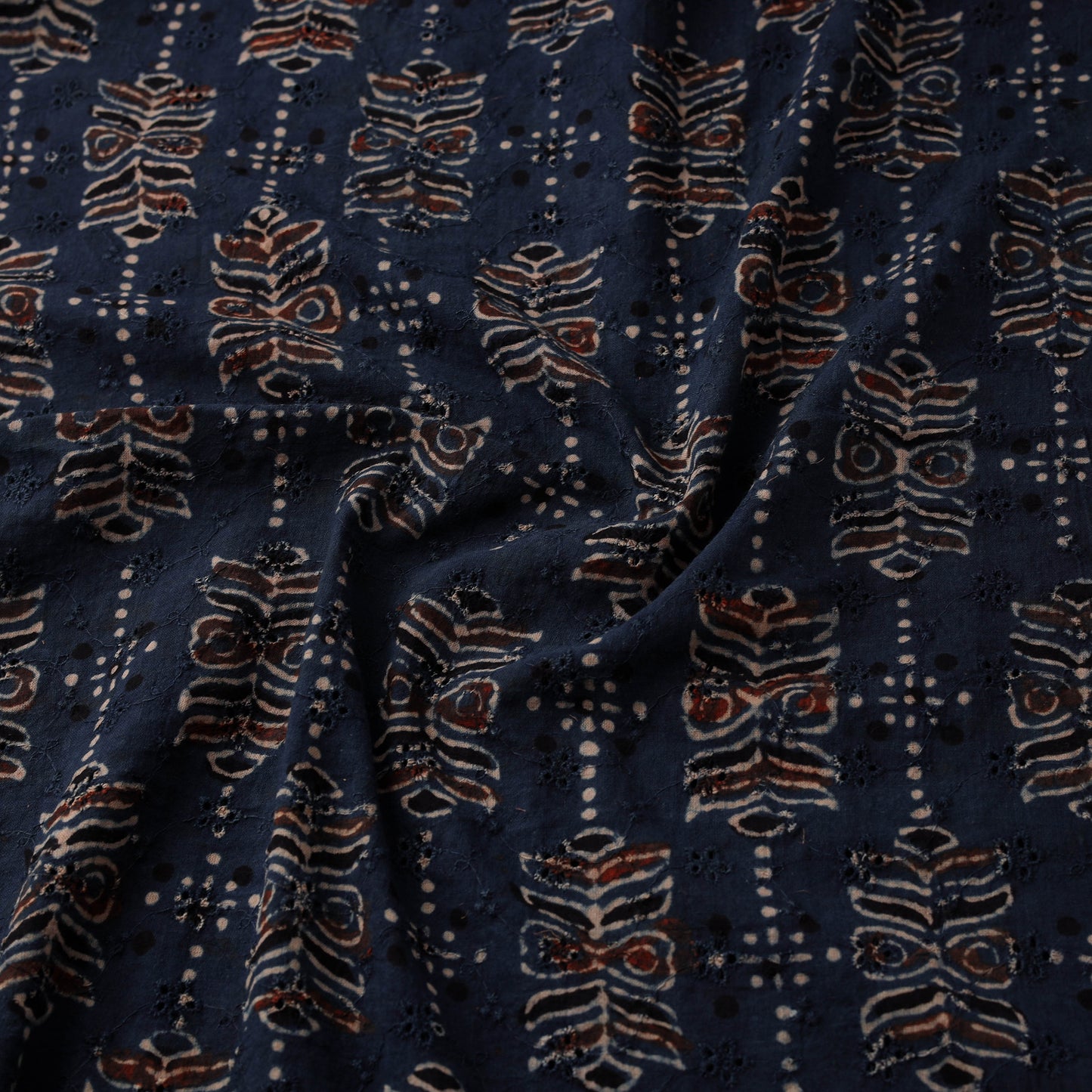 Ajrakh Hand Block Print Natural Dyed Cotton Hakoba Fabric 14