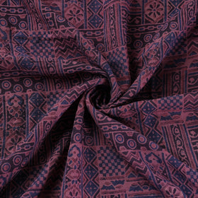 Ajrakh Hand Block Print Merino Wool Handloom Natural Dyed Fabric 01