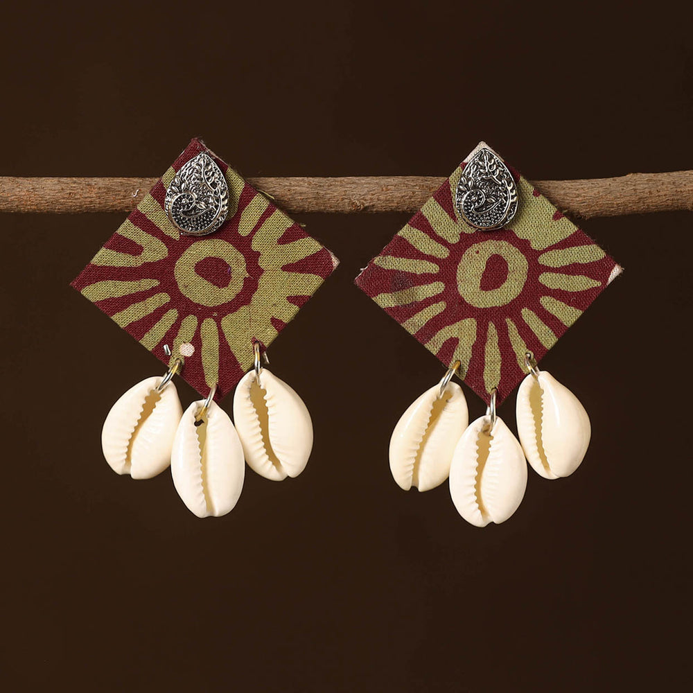 Zaheen Fabart Shell Work Earrings