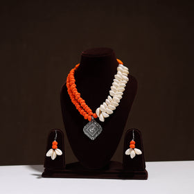 Multicolor - handcrafted german silver shell necklace set 08