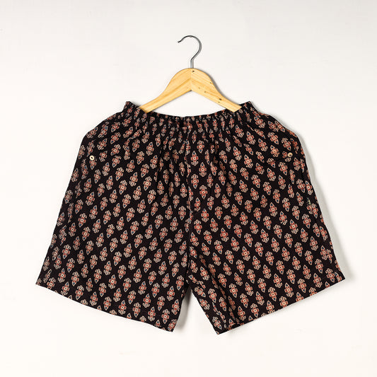Black - Ajrakh Block Printed Cotton Unisex Boxer/Shorts
