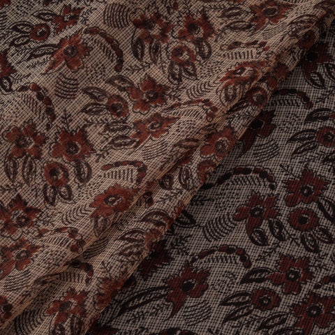 Pedana Hand Block Print Natural Dyed Kota Doria Cotton Kalamkari Fabric 09