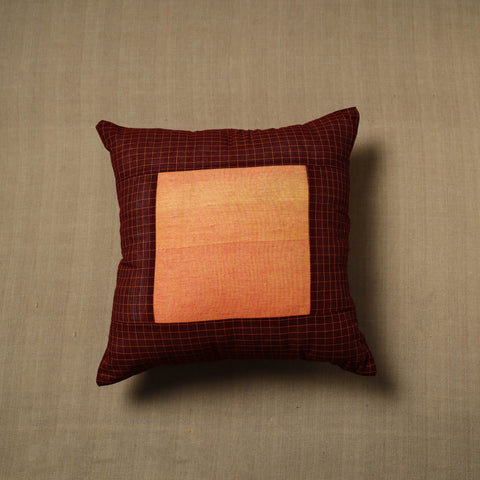 Maroon - patchwork cotton kanchipuram cushion cover (16 x