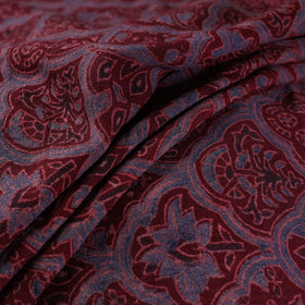 Ajrakh Hand Block Print Merino Wool Handloom Natural Dyed Fabric 02