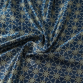 Mashru Silk Natural Dyed Block Print Ajrakh Fabric 03