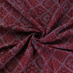 Ajrakh Hand Block Print Merino Wool Handloom Natural Dyed Fabric 02